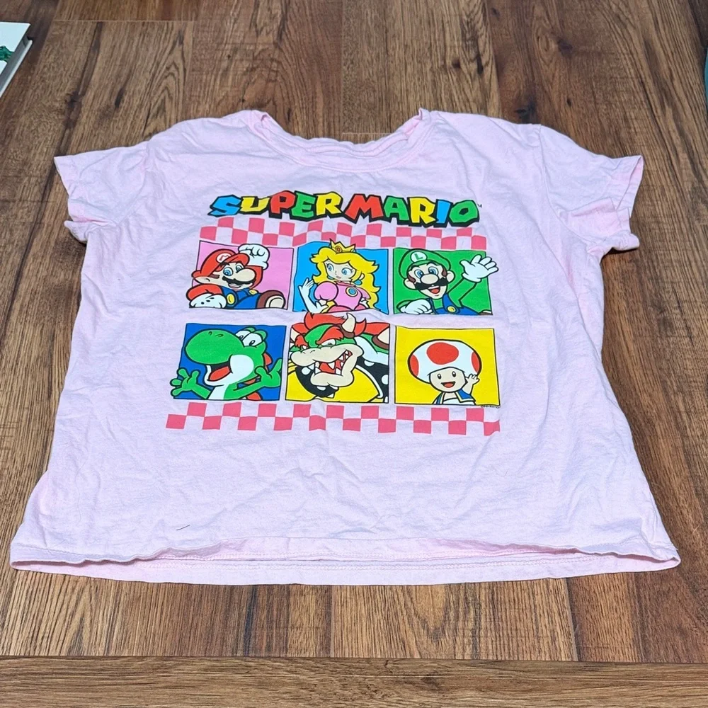 Old Navy Pink Super Mario Character Graphic Tee